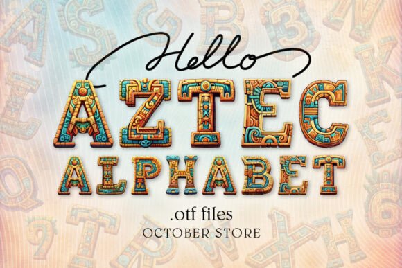 Aztec Alphabet: Colorful Font for Temple Run Style