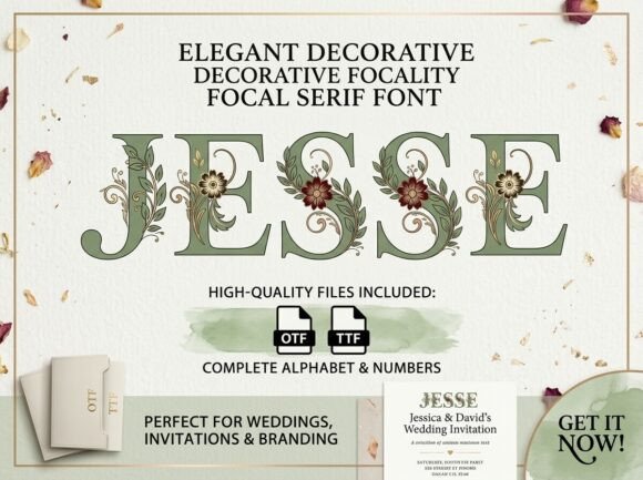Jesse: The Serif Font Where Classic Authority Meets Floral Artistry