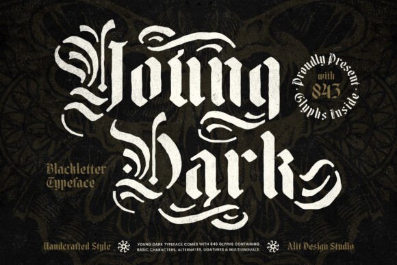 Young Dark Typeface: Gothic Stencil Power